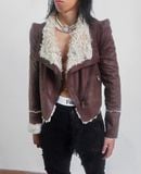  01.05.24 - VTG CROPPED FUR LINED WAXED BIKER JACKET - AFTERNOON 