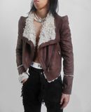  01.05.24 - VTG CROPPED FUR LINED WAXED BIKER JACKET - AFTERNOON 