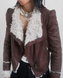  01.05.24 - VTG CROPPED FUR LINED WAXED BIKER JACKET - AFTERNOON 