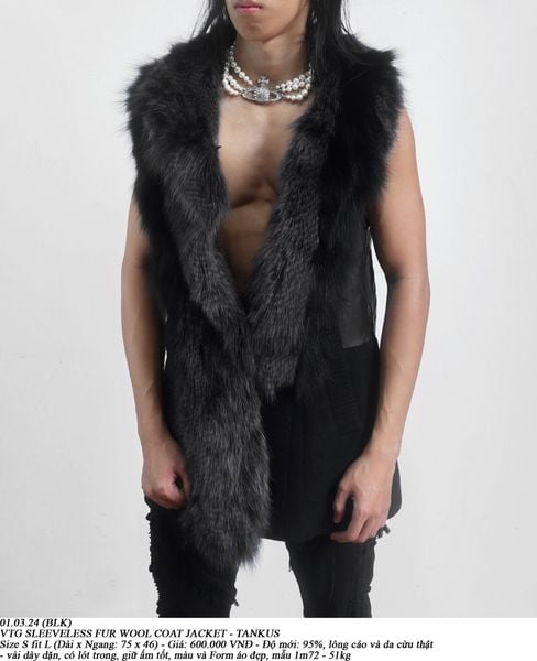  01.03.24 - VTG SLEEVELESS FUR WOOL COAT JACKET - TANKUS 