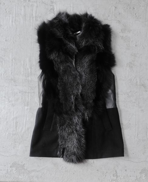  01.03.24 - VTG SLEEVELESS FUR WOOL COAT JACKET - TANKUS 