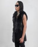  01.03.24 - VTG SLEEVELESS FUR WOOL COAT JACKET - TANKUS 