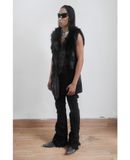  01.03.24 - VTG SLEEVELESS FUR WOOL COAT JACKET - TANKUS 