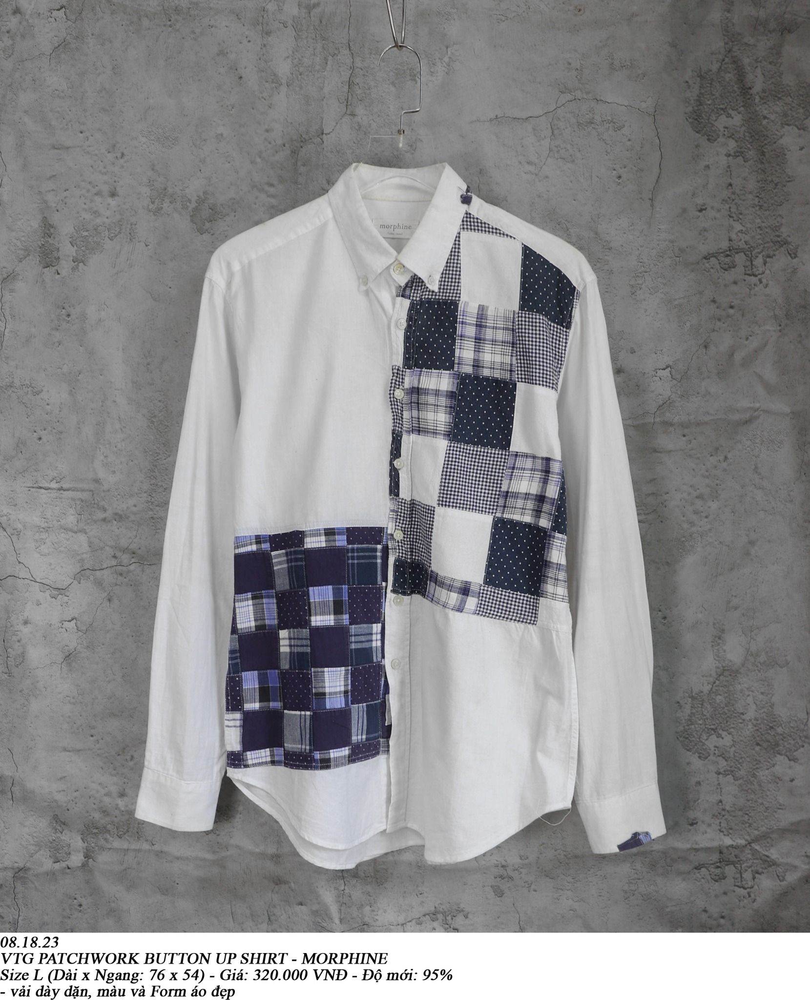  08.18.23 - VTG PATCHWORK BUTTON UP SHIRT - MORPHINE 