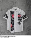  08.18.23 - VTG BUTTON UP SHIRT - IAM NOT A HUMAN BEING 