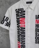  08.18.23 - VTG BUTTON UP SHIRT - IAM NOT A HUMAN BEING 