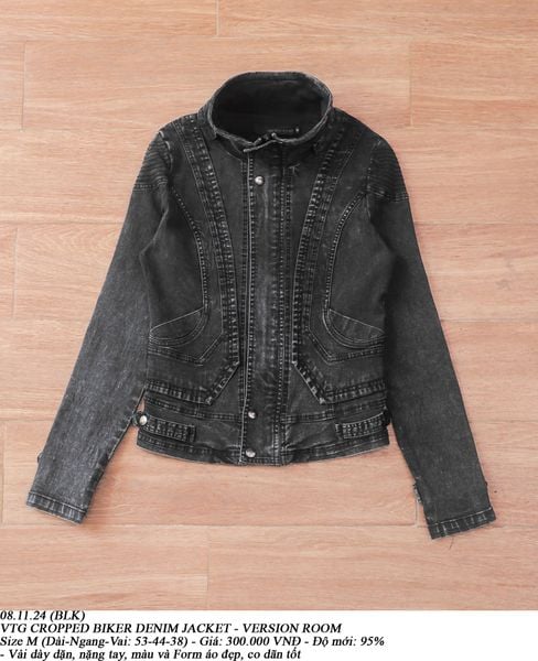  08.11.24 - VTG CROPPED BIKER DENIM JACKET - VERSION ROOM 