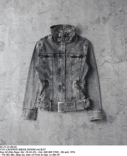  02.23.24 - VTG CROPPED DENIM BIKER JACKET - IN THE ATTIC 