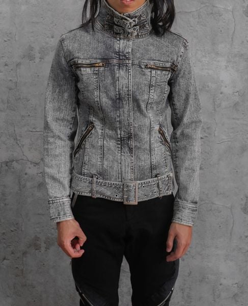 02.23.24 - VTG CROPPED DENIM BIKER JACKET - IN THE ATTIC 