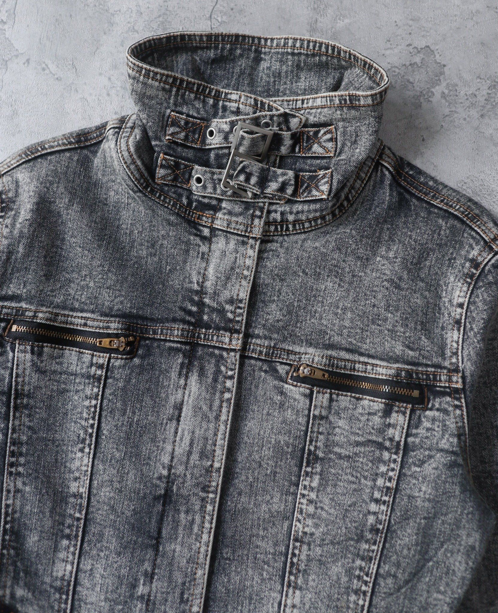  02.23.24 - VTG CROPPED DENIM BIKER JACKET - IN THE ATTIC 