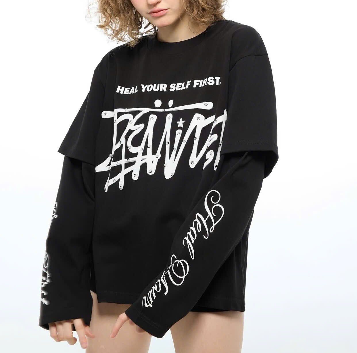  HEALING LONG SLEEVE T-SHIRT / BLACK 