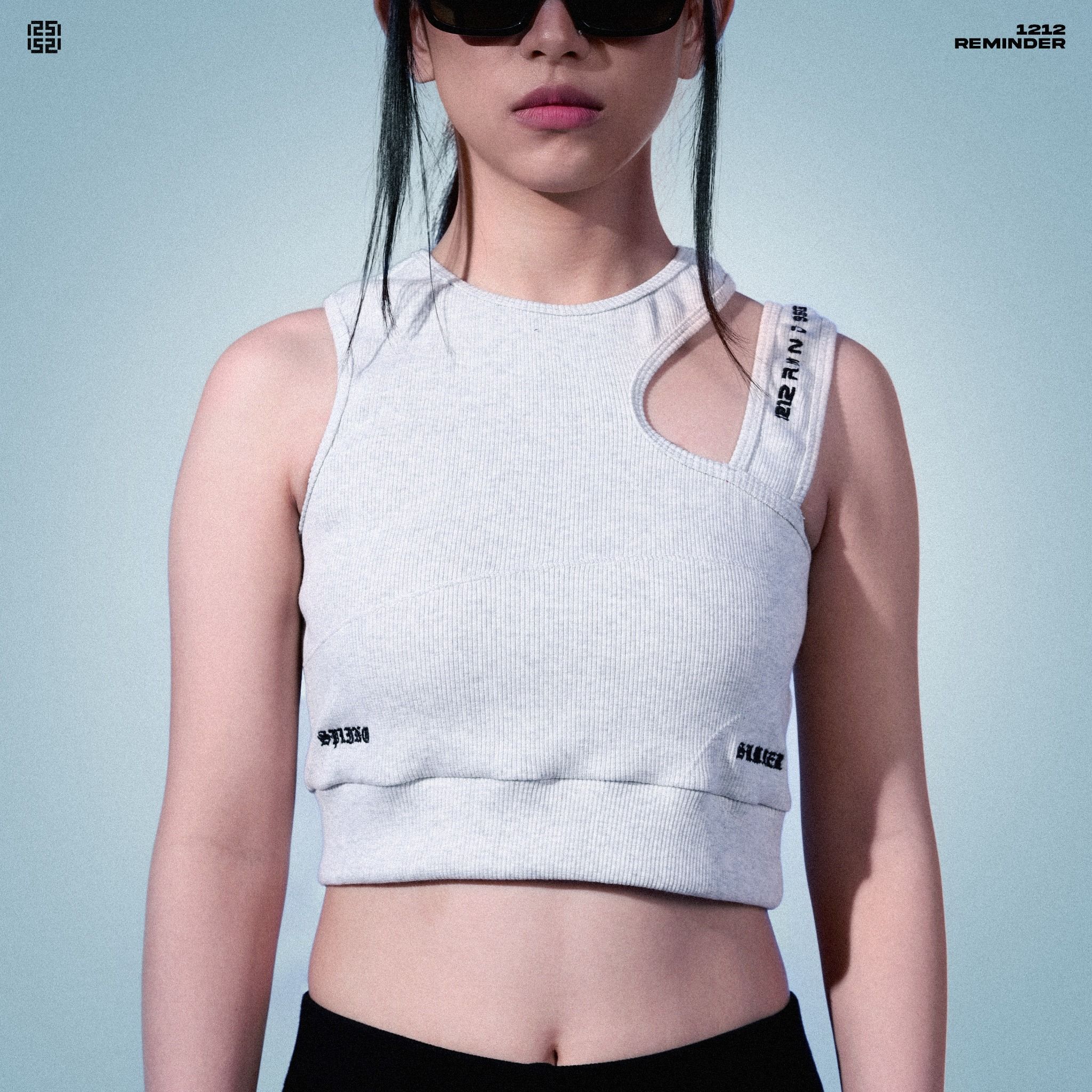  RIB CUT SHOULDER CROP TOP 