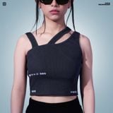  ASYMMETRIC RIB TANK TOP - SPACE GREY 