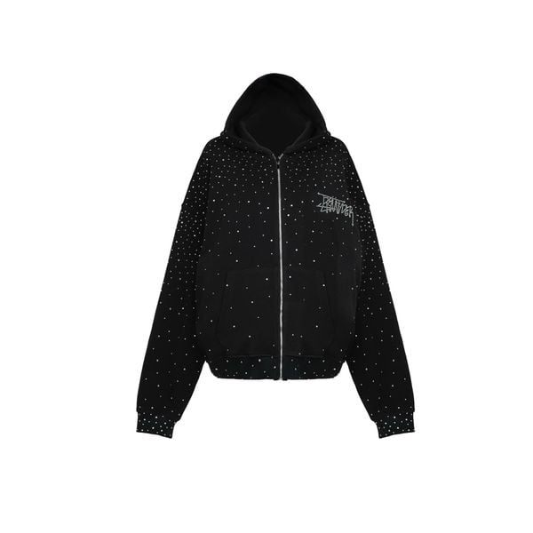 BLING HOODIE ZIP - BLACK