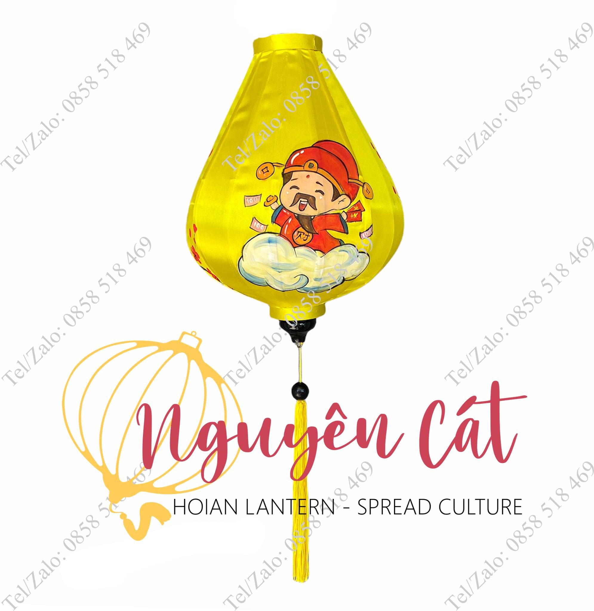 Đèn lồng Tết vẽ  Thần Tài đến