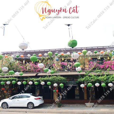  (Miễn phí vận chuyển) Combo đèn lồng vải phi họa tiết - 20 đèn lồng trang trí cửa hàng 