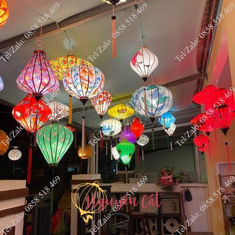  (Miễn phí vận chuyển) Combo đèn lồng freesize - 30 đèn lồng 10 mẫu vải phi họa tiết cực đẹp 