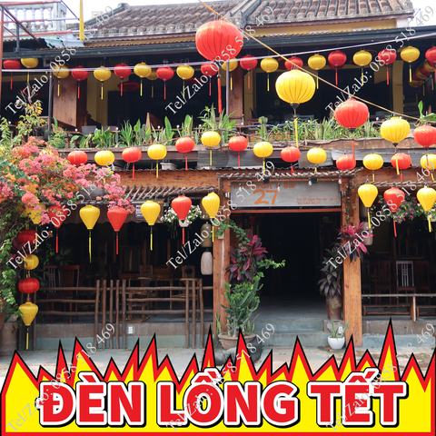  (Miễn phí vận chuyển) Combo 10 đèn lồng vải phi trơn chống nước trang trí tết 