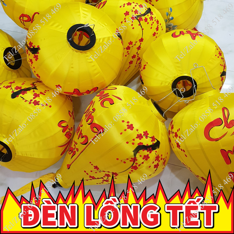  Đèn lồng Hội An khung tre vải phi vẽ tay câu chúc Tết 