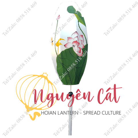  Đèn lồng khung sắt kiểu cà na vẽ tay (vải phi) 