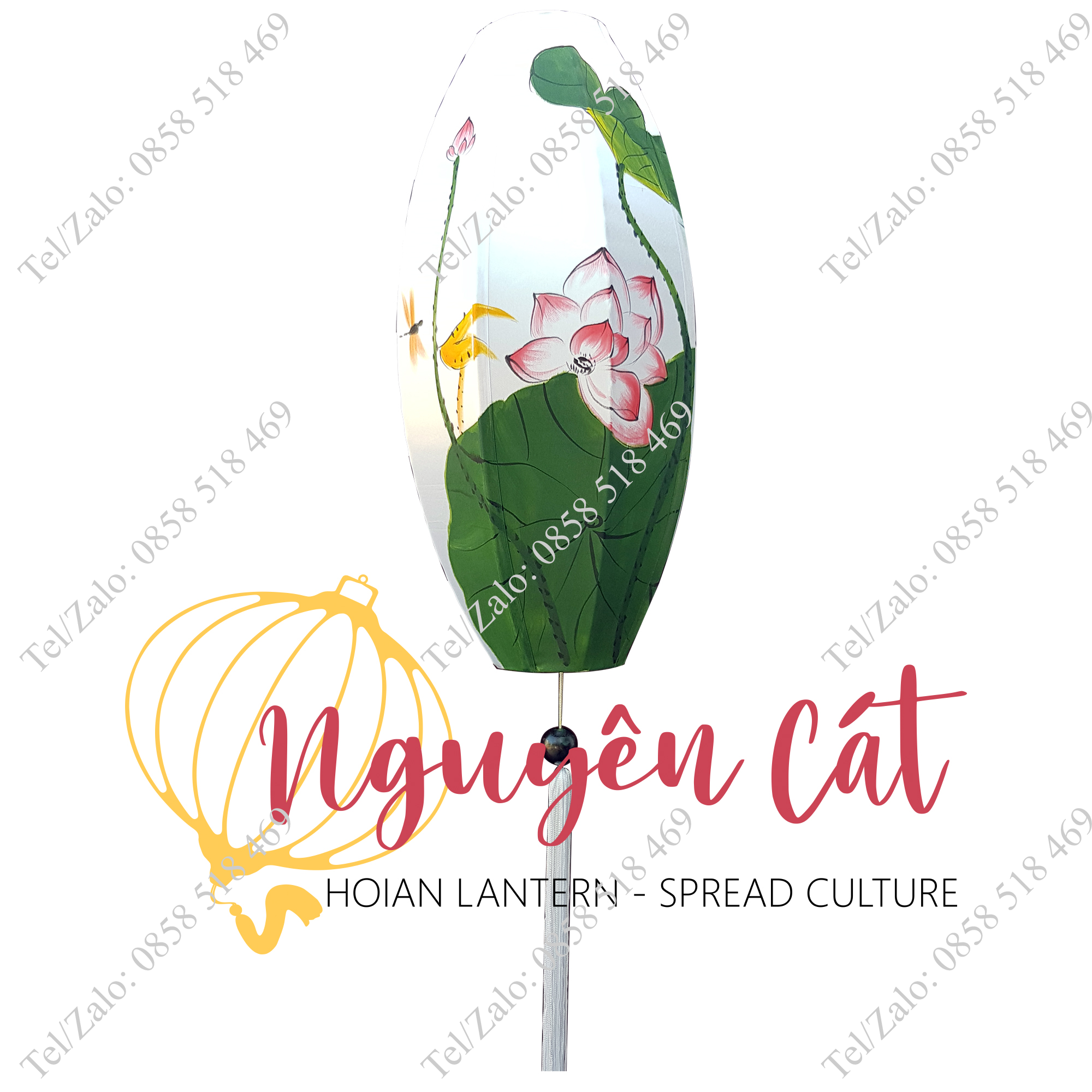 Đèn lồng khung sắt kiểu cà na vẽ tay (vải phi)