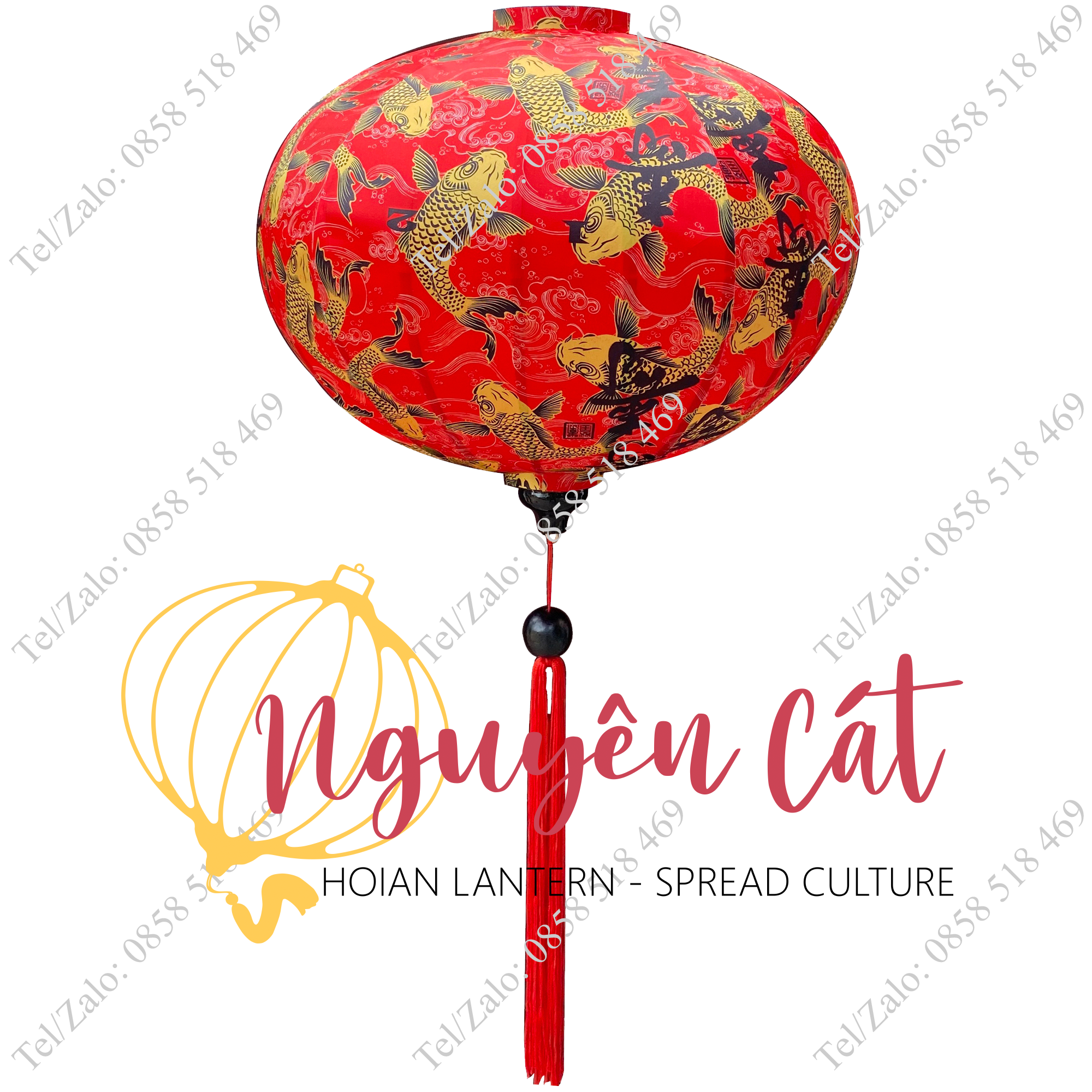 Đèn lồng vải phi họa tiết 02 (Trong nhà/ Ngoài trời)