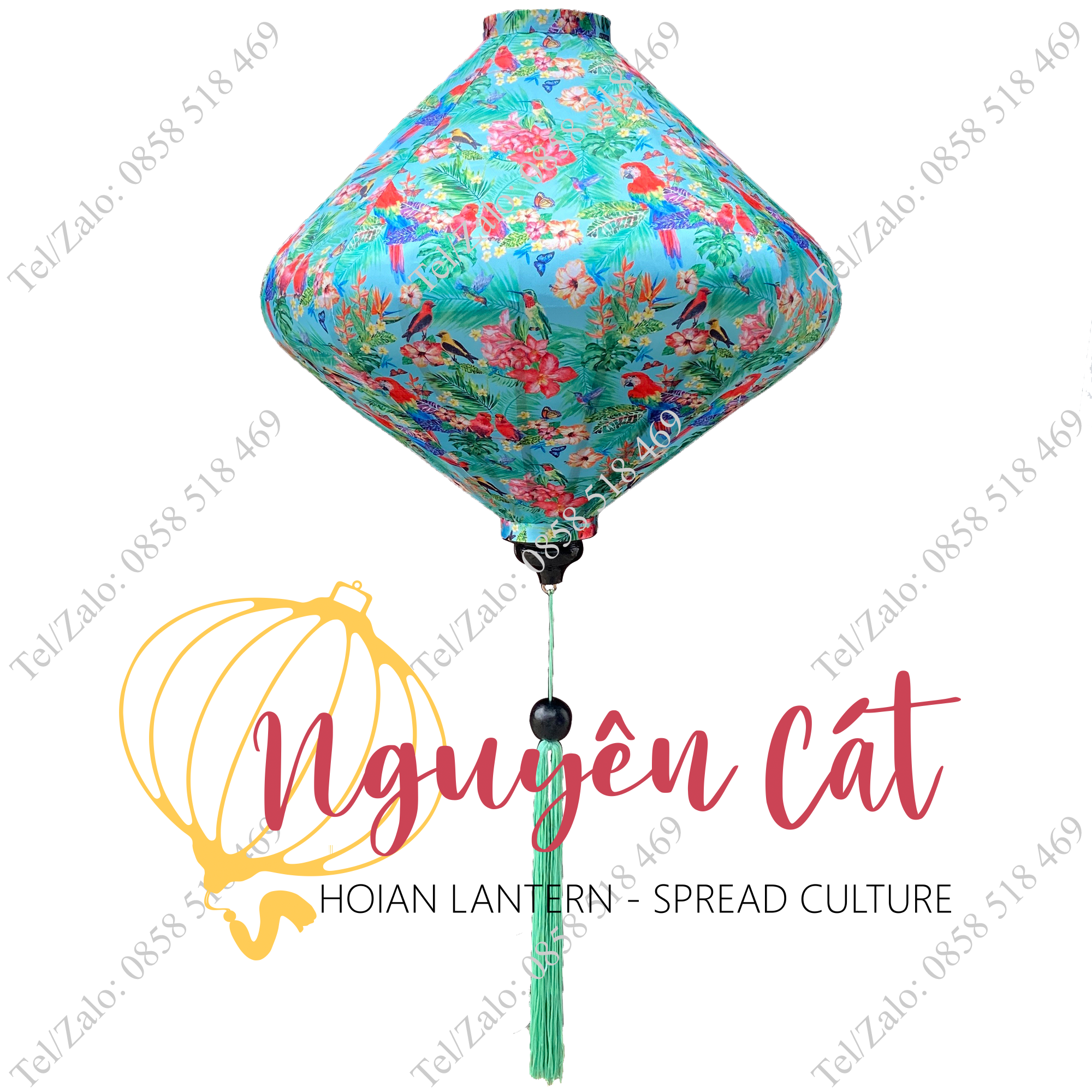 Đèn lồng vải phi họa tiết 07 (Trong nhà/ Ngoài trời)