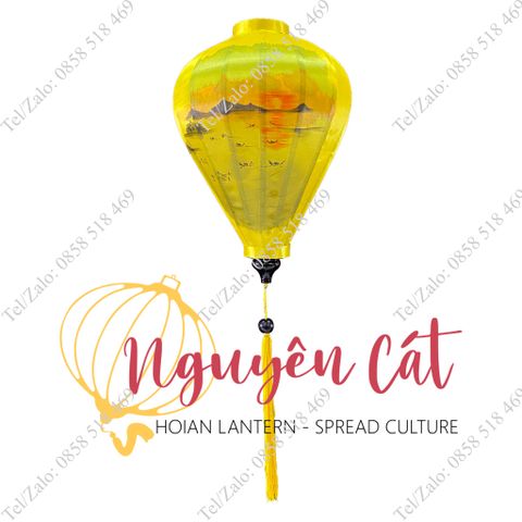  Đèn lồng Hội An khung tre vải phi vẽ tay hoàng hôn (Trong nhà/ Ngoài trời) 