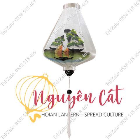  Đèn lồng Hội An khung tre vải phi vẽ tay Vịnh Hạ Long (Trong nhà/ Ngoài trời) 