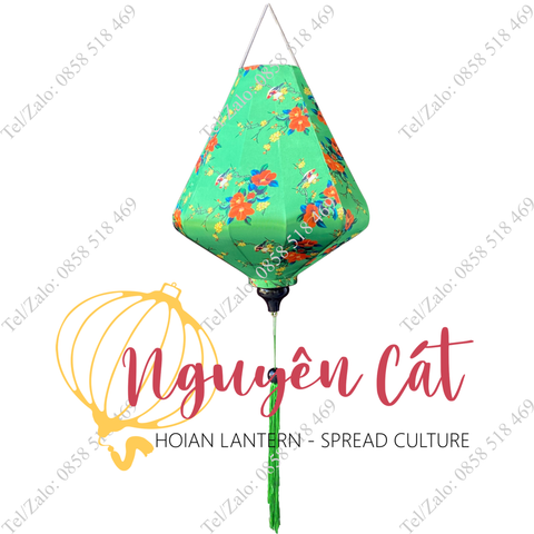  Đèn lồng sắt truyền thống kiểu kim cương vải họa tiết 