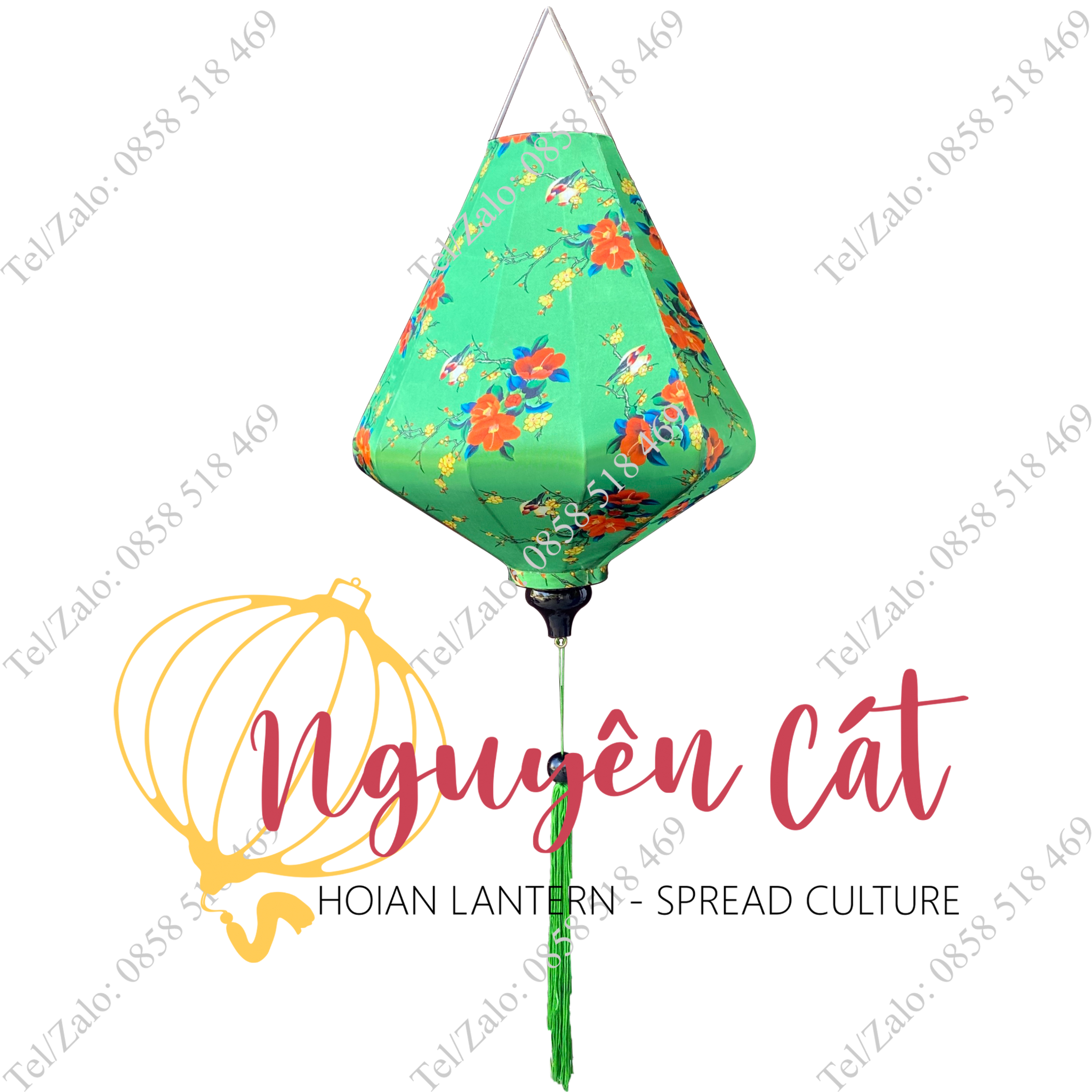 Đèn lồng sắt truyền thống kiểu kim cương vải họa tiết