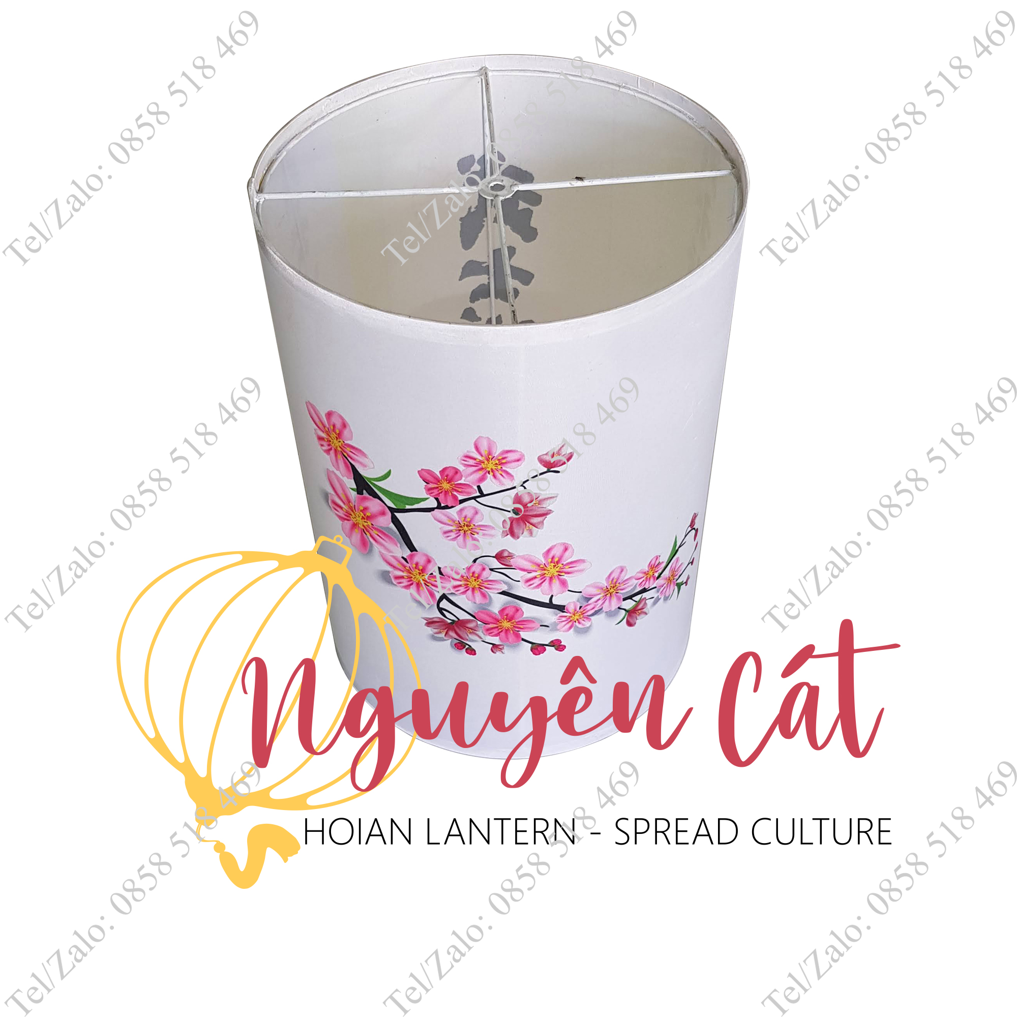 Đèn lồng khung sắt kiểu trụ đứng (vải phi)