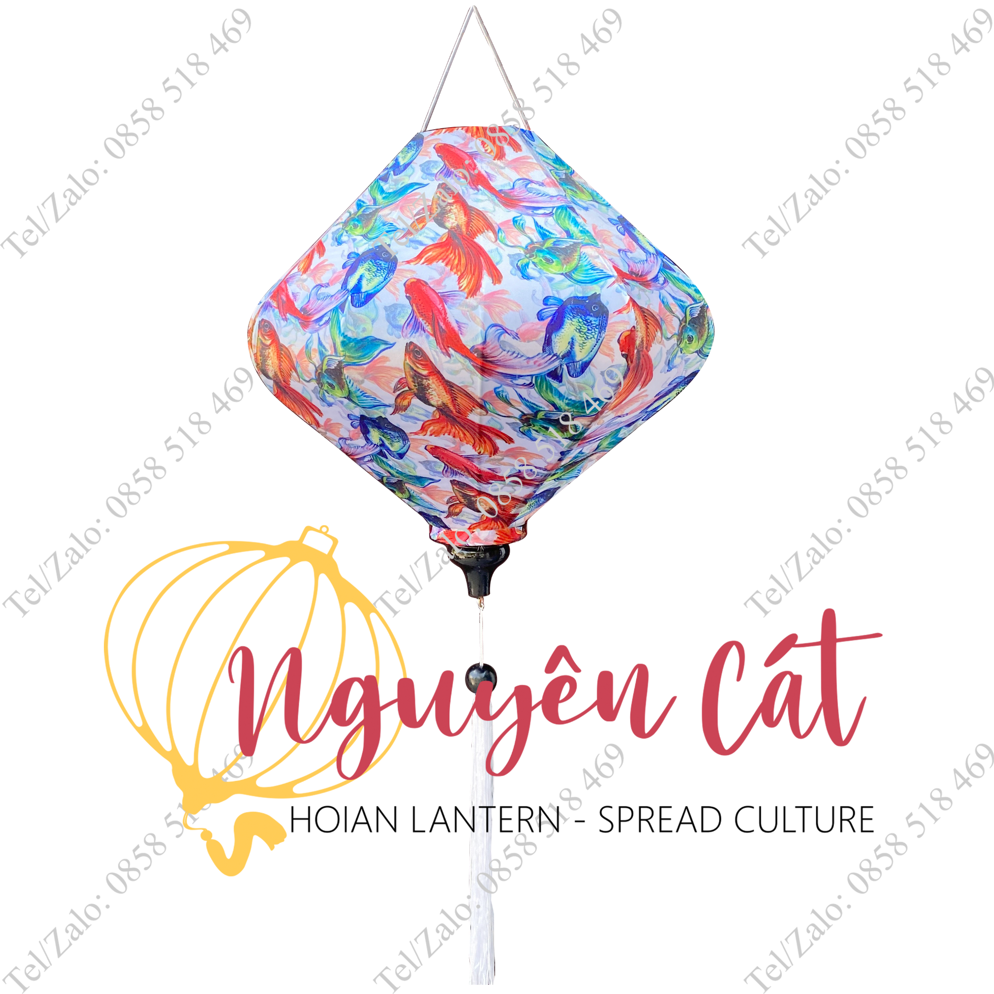 Đèn lồng sắt truyền thống kiểu ú vải họa tiết