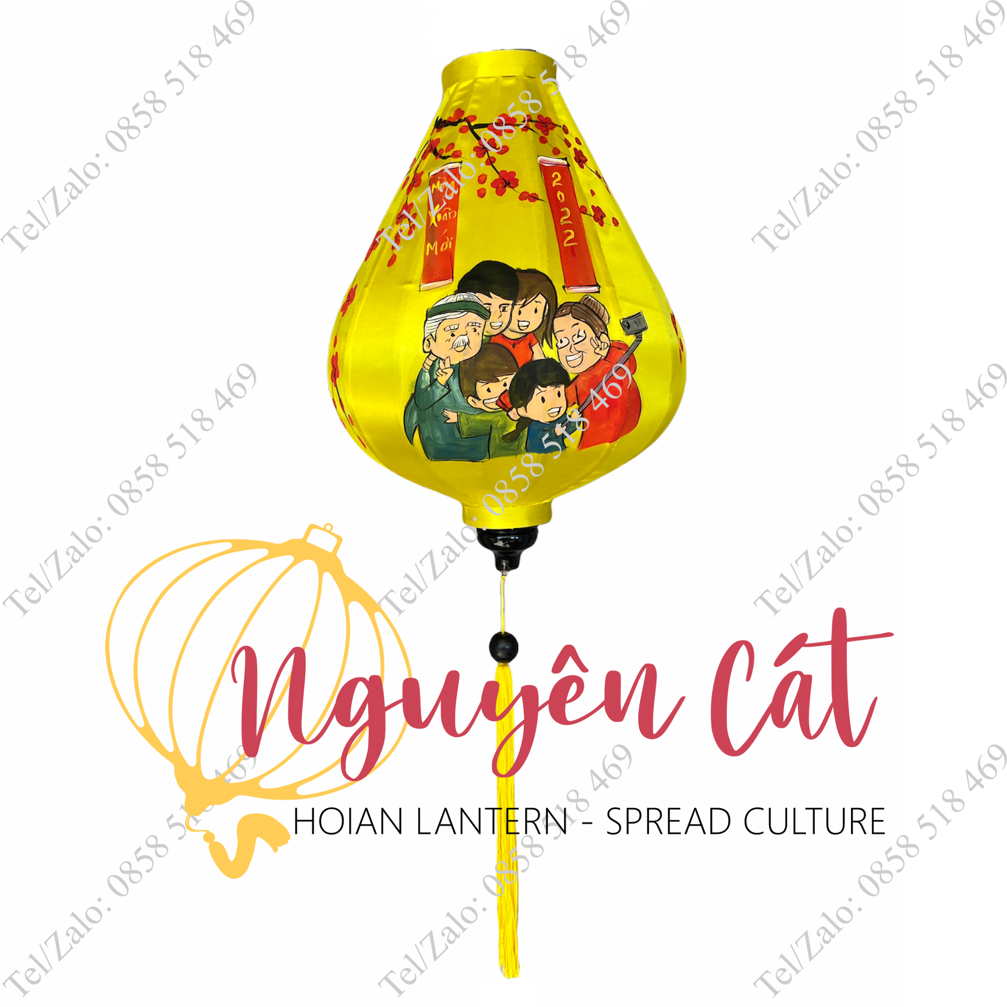 Đèn lồng Tết vẽ Gia đình đoàn viên