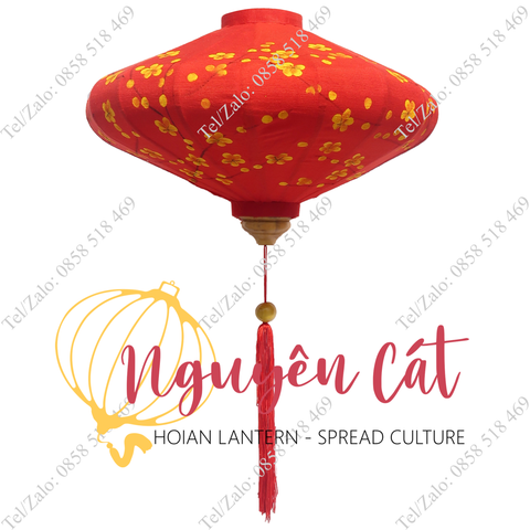  Đèn lồng Tết  khung tre vải đũi vẽ tay hoa mai (Trong nhà) 