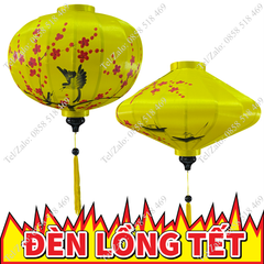Đèn lồng Tết khung tre vải phi vẽ hoa đào