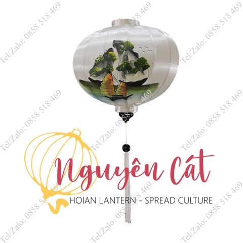  Đèn lồng Hội An khung tre vải phi vẽ tay Vịnh Hạ Long (Trong nhà/ Ngoài trời) 