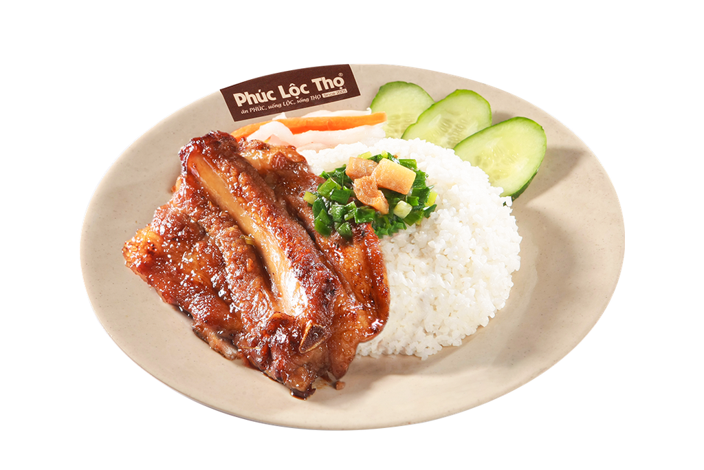  Cơm Sườn Non Quay Mật Ong 