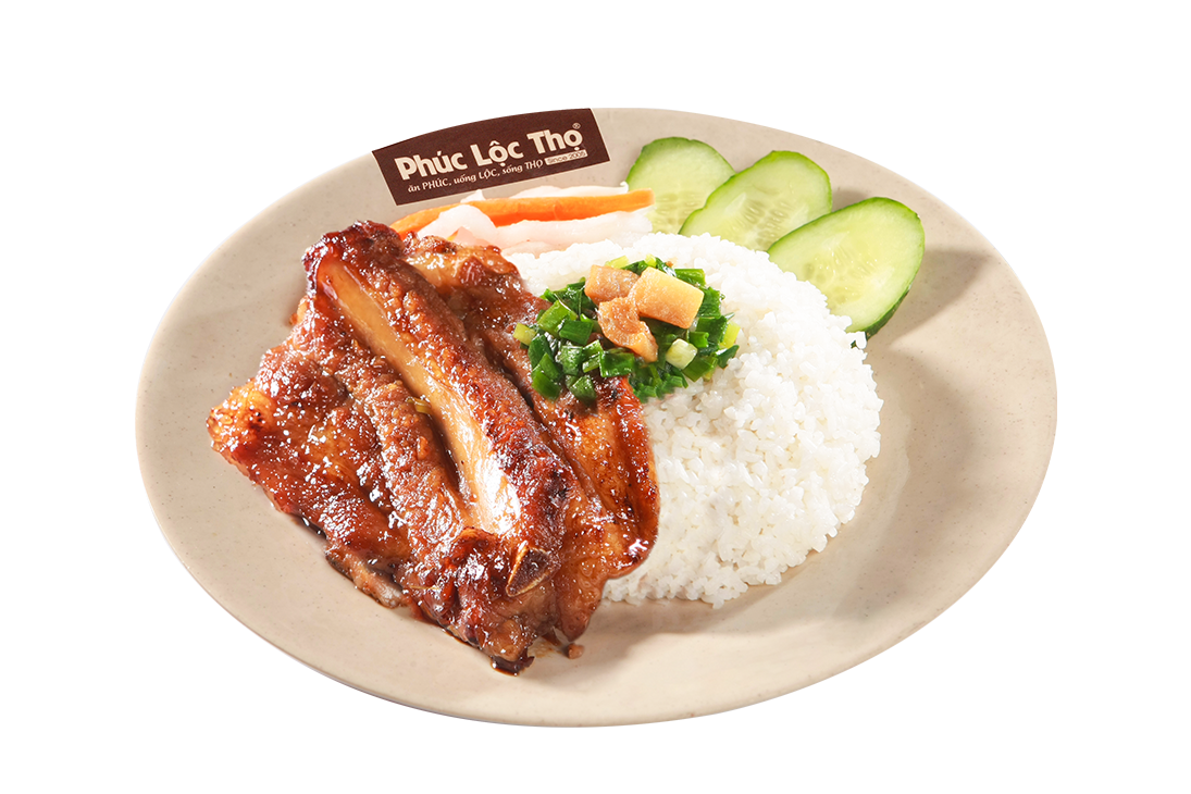 Cơm Sườn Non Quay Mật Ong 