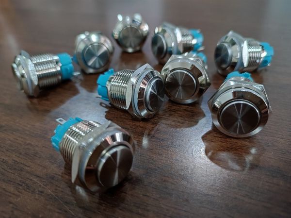 Nút công tắc nhấn nhả chống nước 16mm vỏ kim loại