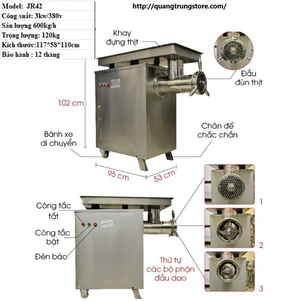 Máy xay thịt công nghiệp YDTC-42-380V