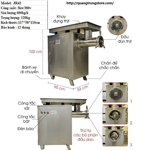 Máy xay thịt công nghiệp JR-42