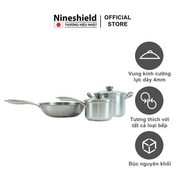 Bộ nồi 3 inox Nineshield