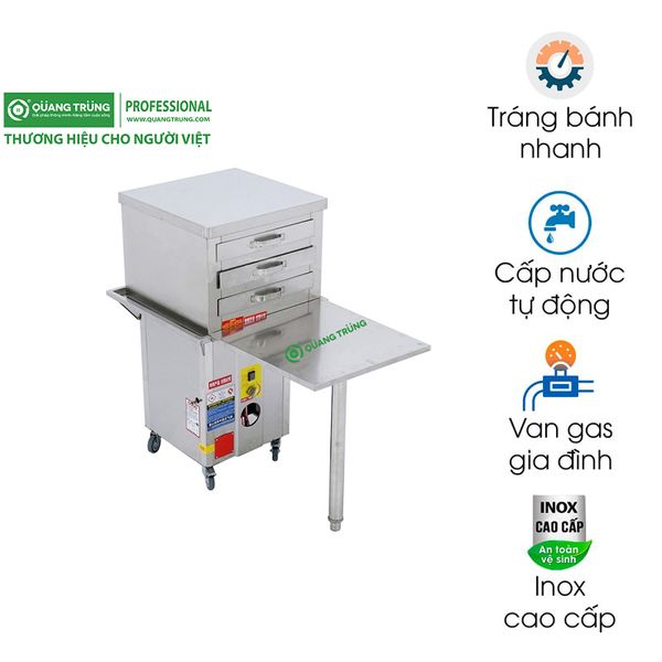 Máy tráng bánh cuốn bằng khay dùng gas (50×50)cm