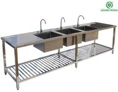 Bàn INOX có 3 chậu rửa công nghiệp