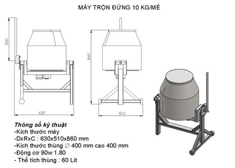 Máy trộn đứng 10kg