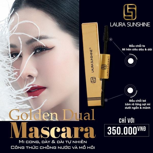  Chuốt Mi 2 Đầu (Mascara) – Làm Dày & Dài Mi Laura Sunshine Golden Dual Mascara Nhật Kim Anh 