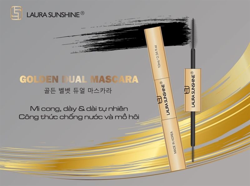  LAURA SUNSHINE GOLDEN DUAL MASCARA Chuốt mi 2 đầu, làm dày & dài mi 