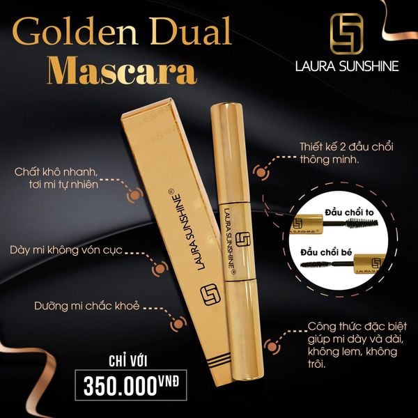  Chuốt Mi 2 Đầu (Mascara) – Làm Dày & Dài Mi Laura Sunshine Golden Dual Mascara Nhật Kim Anh 