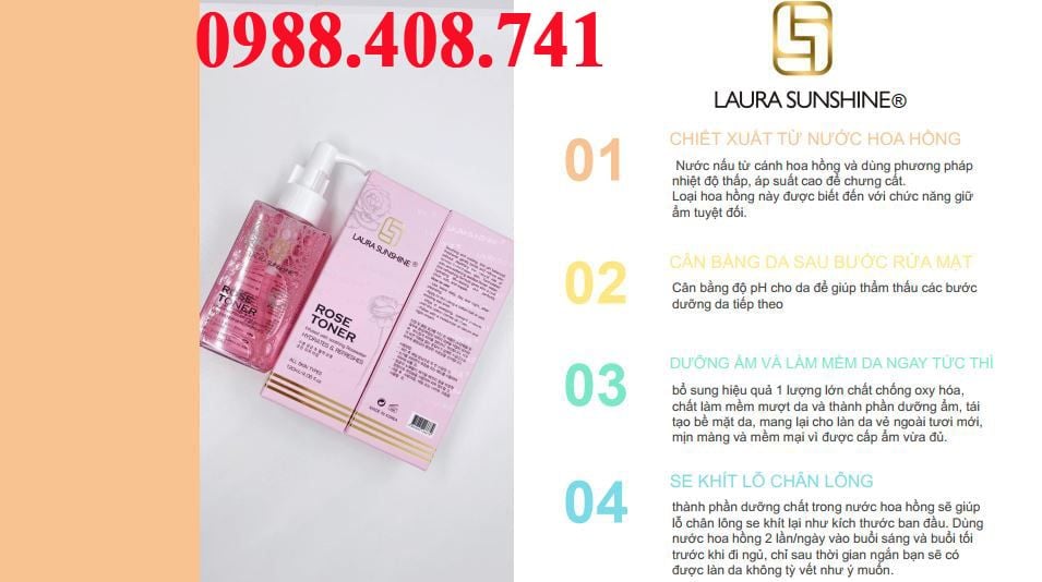  Laura Sunshine Rose Toner Nước Hoa Hồng Cân Bằng Da 